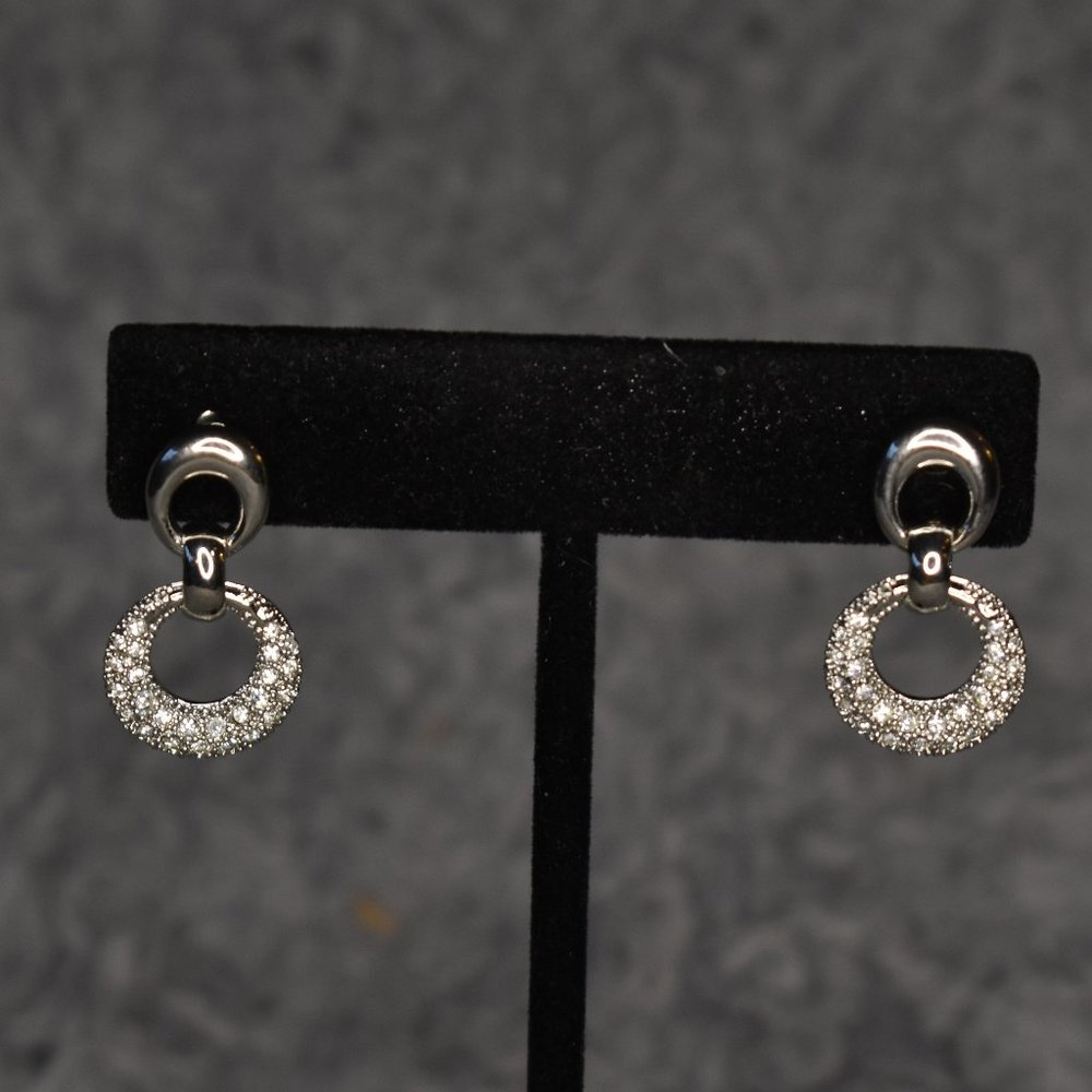 🔥 3/$15 NWT Fashion Jewelry Silver and Crystal Dangle Stud Earrings